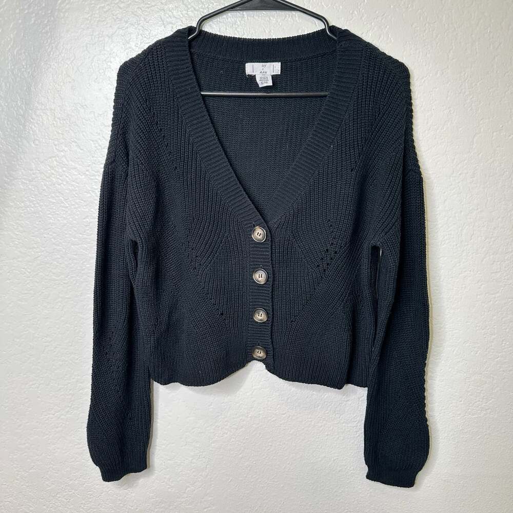 Ivy + Main Cardigan Sweater Size XS/S Black Button Front Knit